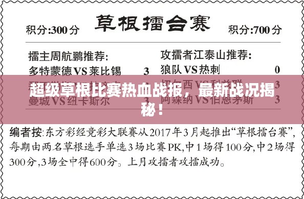 超级草根比赛热血战报，最新战况揭秘！