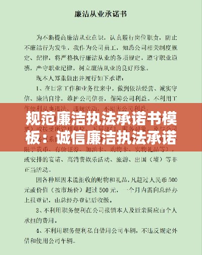 规范廉洁执法承诺书模板：诚信廉洁执法承诺书 