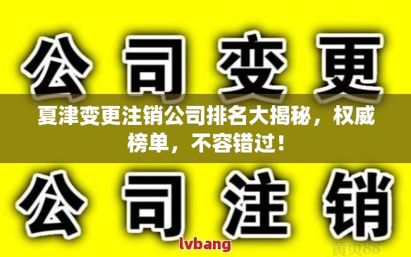 夏津变更注销公司排名大揭秘，权威榜单，不容错过！