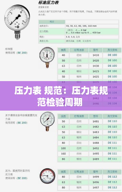 压力表 规范：压力表规范检验周期 
