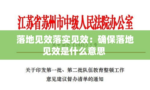 落地见效落实见效：确保落地见效是什么意思 