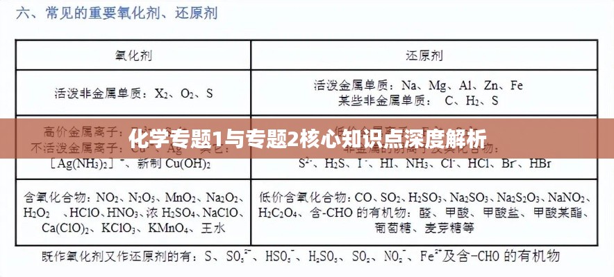 化学专题1与专题2核心知识点深度解析