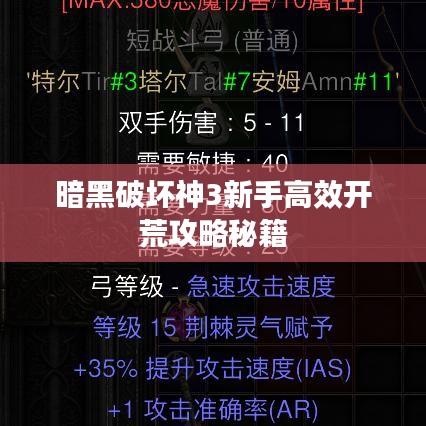 暗黑破坏神3新手高效开荒攻略秘籍