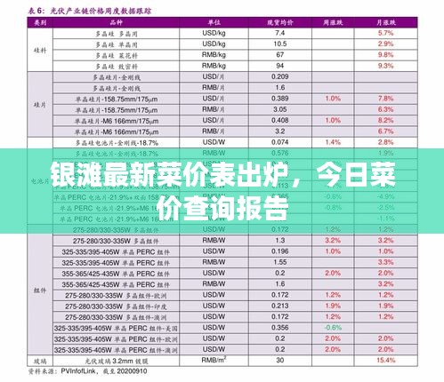 银滩最新菜价表出炉,今日菜价查询报告